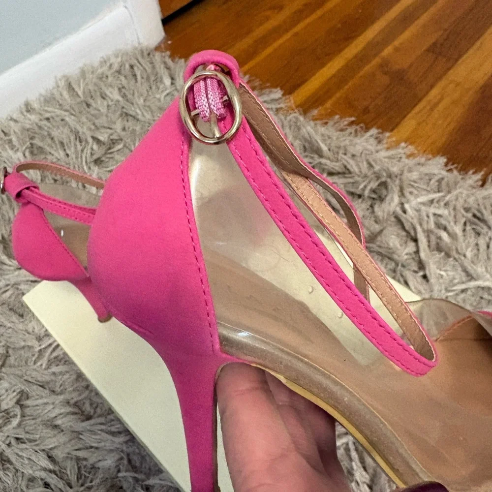 Glaze Elegant Pink and clear Stiletto pointy Heels